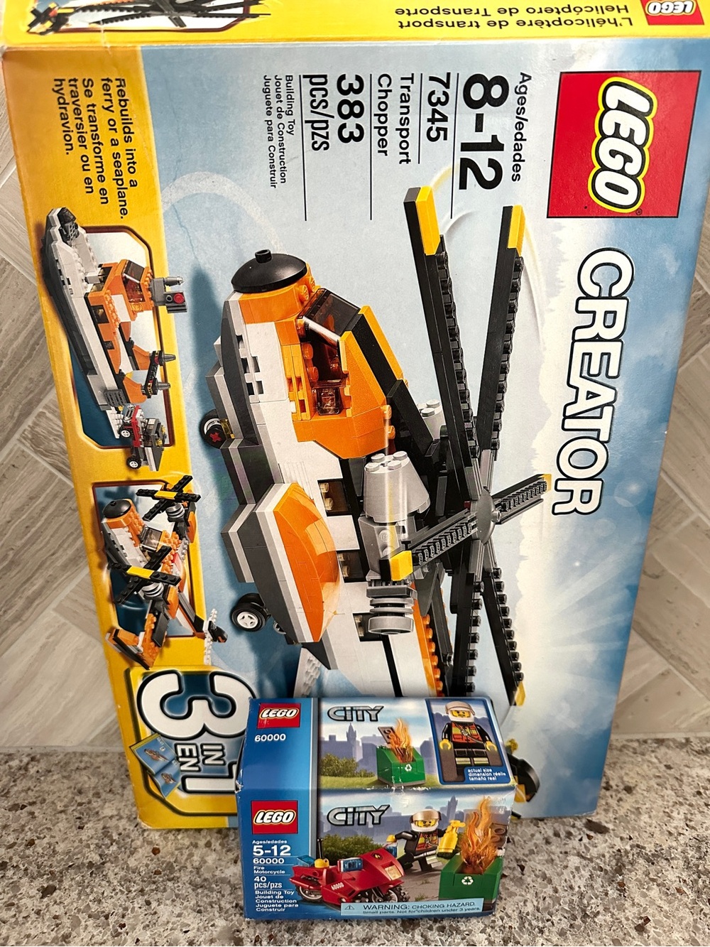 LEGO CREATOR Transport Chopper 7345 3-in-1 Retired BONUS LEGO 60000 Motorcycle